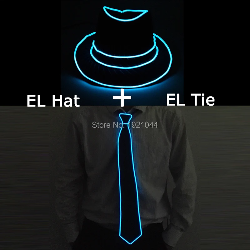 Модное свадебное украшение EL Flash Hat + Tie LED светильник up Props 10 цветов на выбор