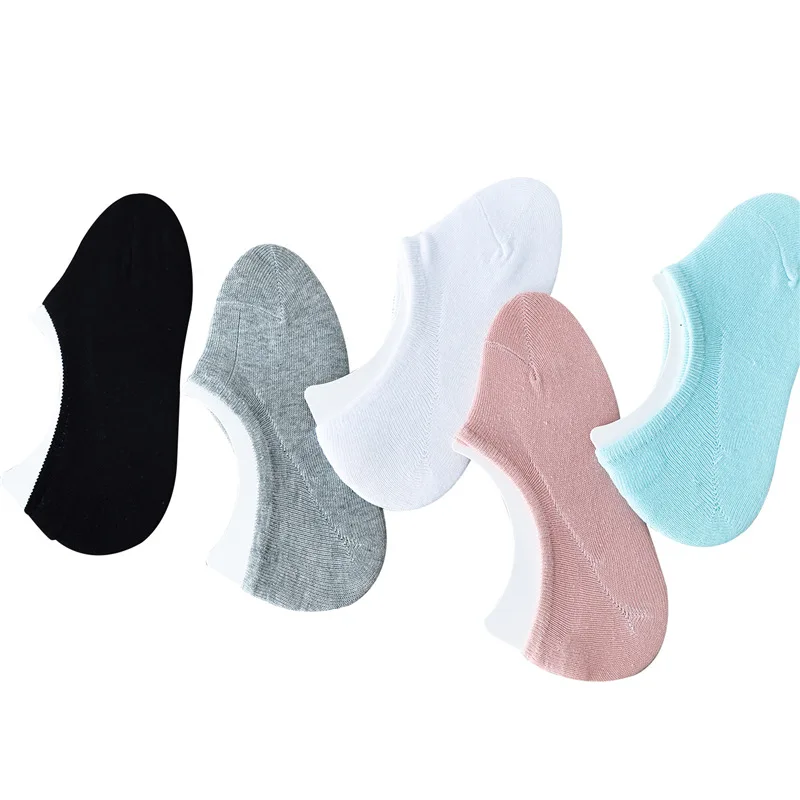 horswula 5 pairs Candy-Colored Invisible Socks Female Korean-Style Breathable Cotton Boat Women 2019 New | Женская одежда