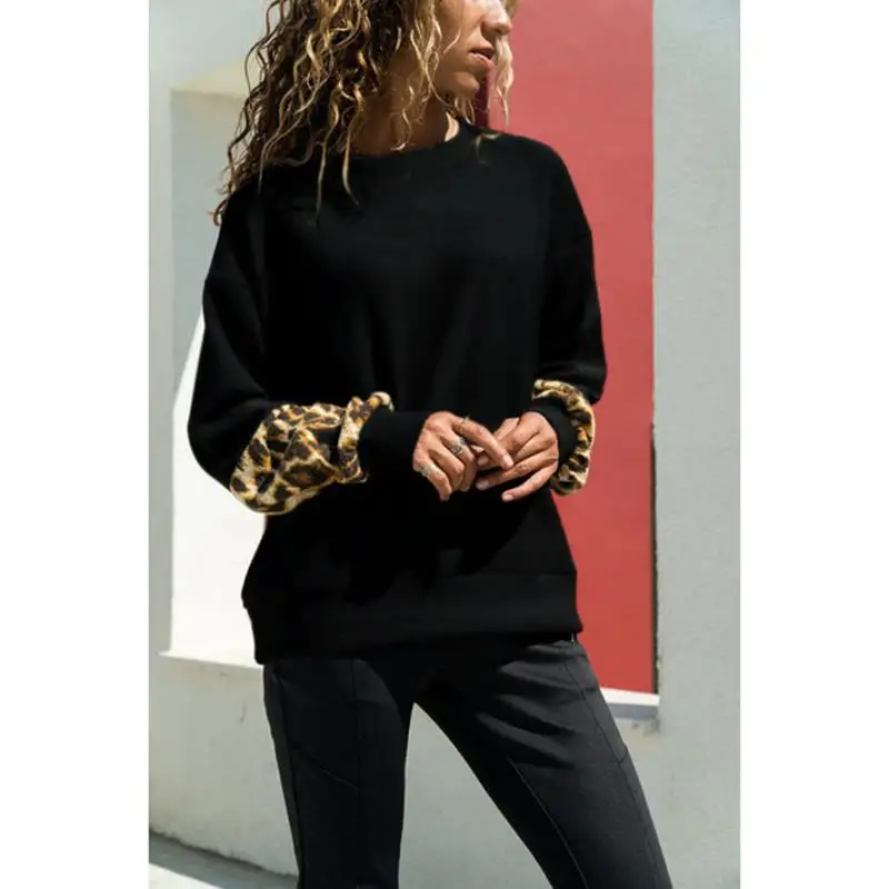 2020 повседневные женские топы свитшоты с леопардовым принтом для девочек пуловер