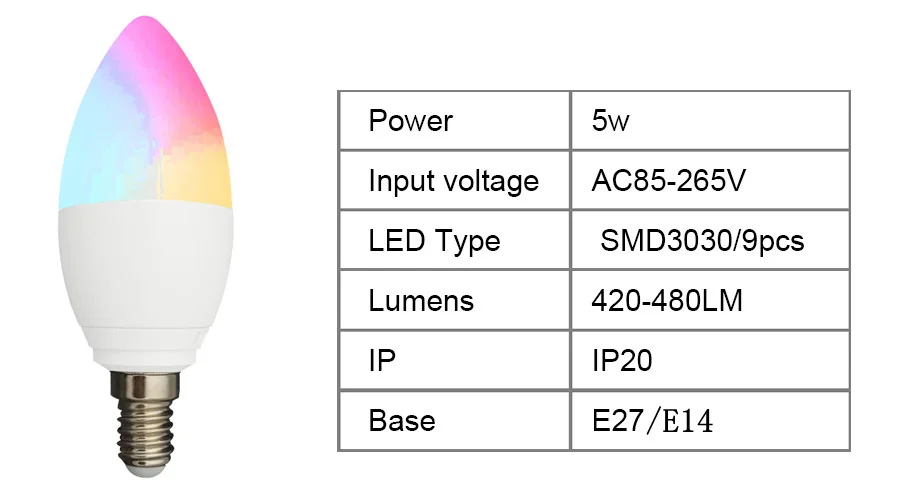 BOAZ 5 шт. умная свеча E14 WiFi RGBW Светодиодная лампа Голосовое управление Alexa Echo Google Home 2