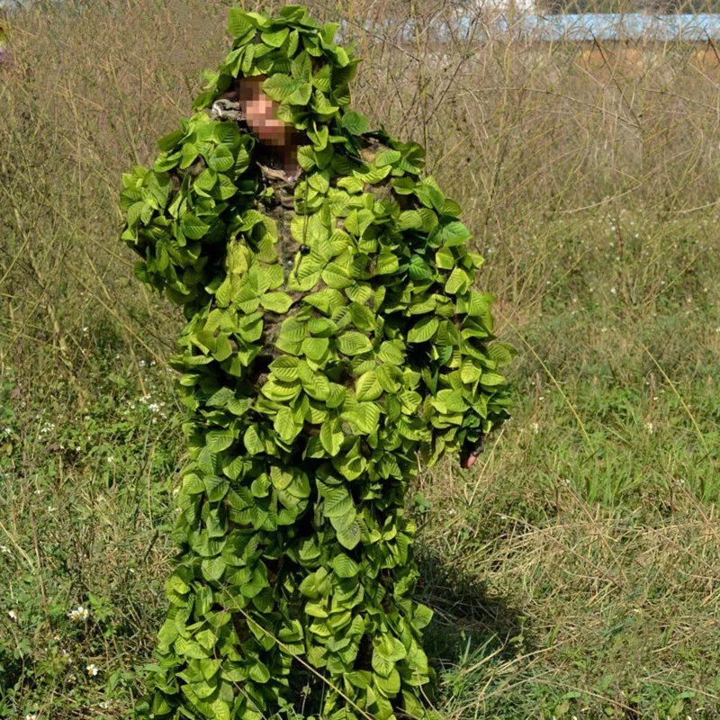 Открытый Охота наблюдение за птицами джунгли лист камуфляж ghillie Костюмы светильник Cs стрельба обучение дышащий топы брюки комплект одежды