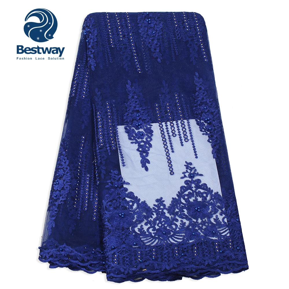Африканская Тюлевая ткань Bestway Кружевная Сетка вышитая бисером кружевная
