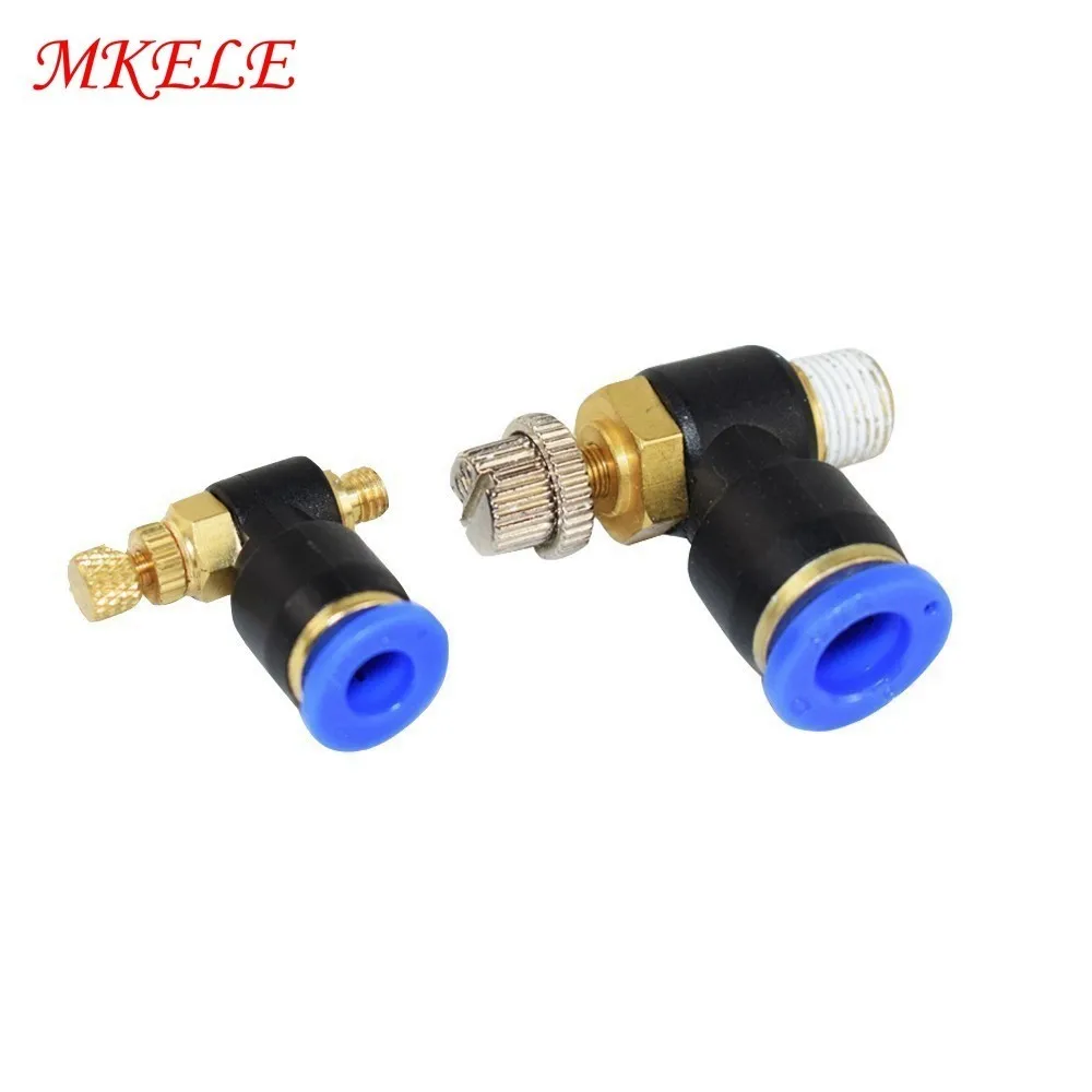 

SL Series4 6 8 10 12mm Fast Connection Air Tube Fittings Valve Throttle Valve M5/ 1/8" 1/4" 3/8" Bsp Air Speed Regulating