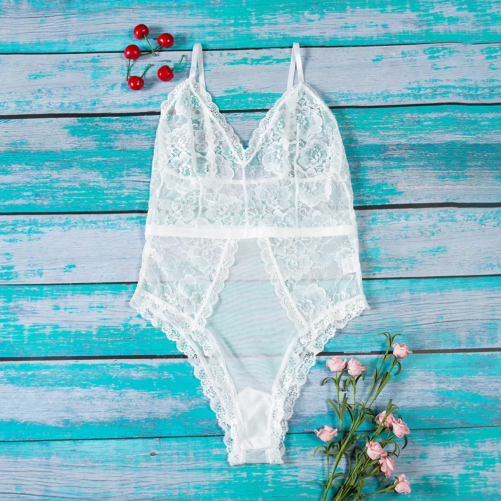 

Women Jumpsuit Sexy Bodysuit Sleepwear Lace Babydoll Nightwear Size S-XXXL