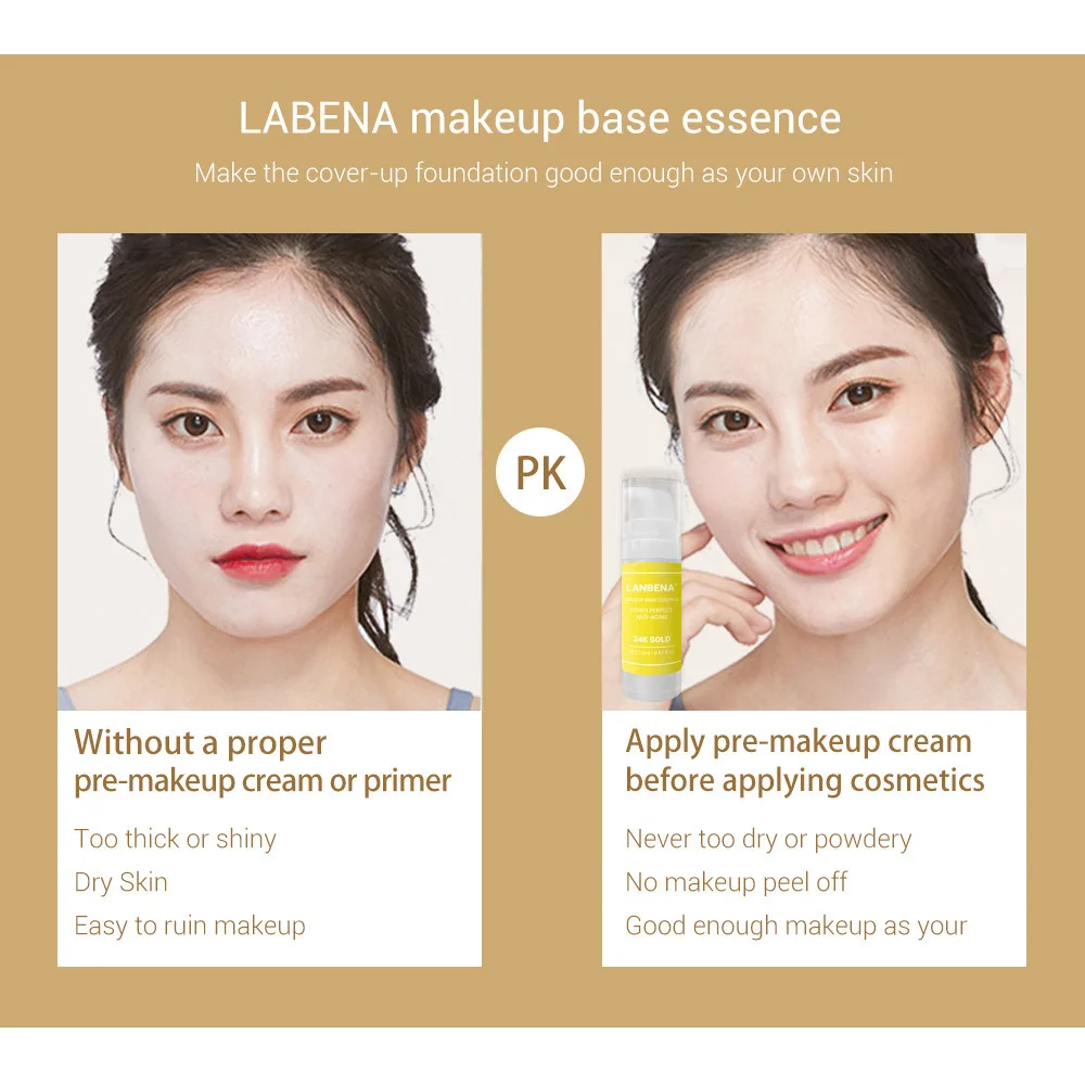 LANBENA 24k Золотая основа для макияжа эссенция праймер Сыворотка лица
