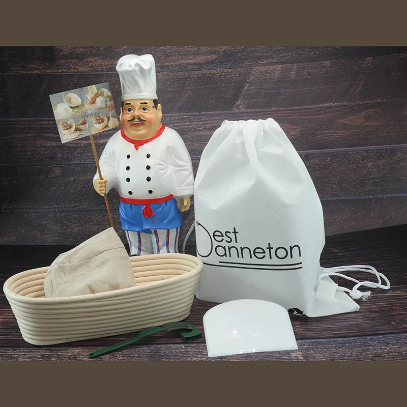 Лучшая Овальная корзина banneton 10 дюймов для хлеба + лезвия льняная Бриллиантовая