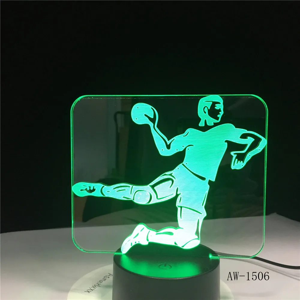 Гандбол фигура игрока 3D светодиодный ночник USB детский подарок Спортивная