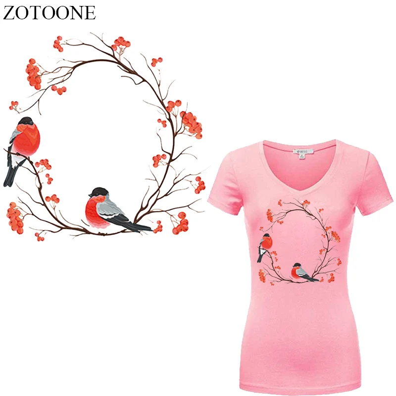 

ZOTOONE Iron On Flower Bird Patches For Girl Clothe Diy T-shirt Dresses Heat Transfer Stickers A-level Washable Thermal Press E