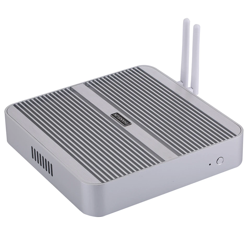 Безвентиляторный мини ПК Intel Core I3 6006U/6100U Windows 10/Ubuntu серебристый [HUNSN BM01L] (WiFi/1HD/1VGA/4USB3.