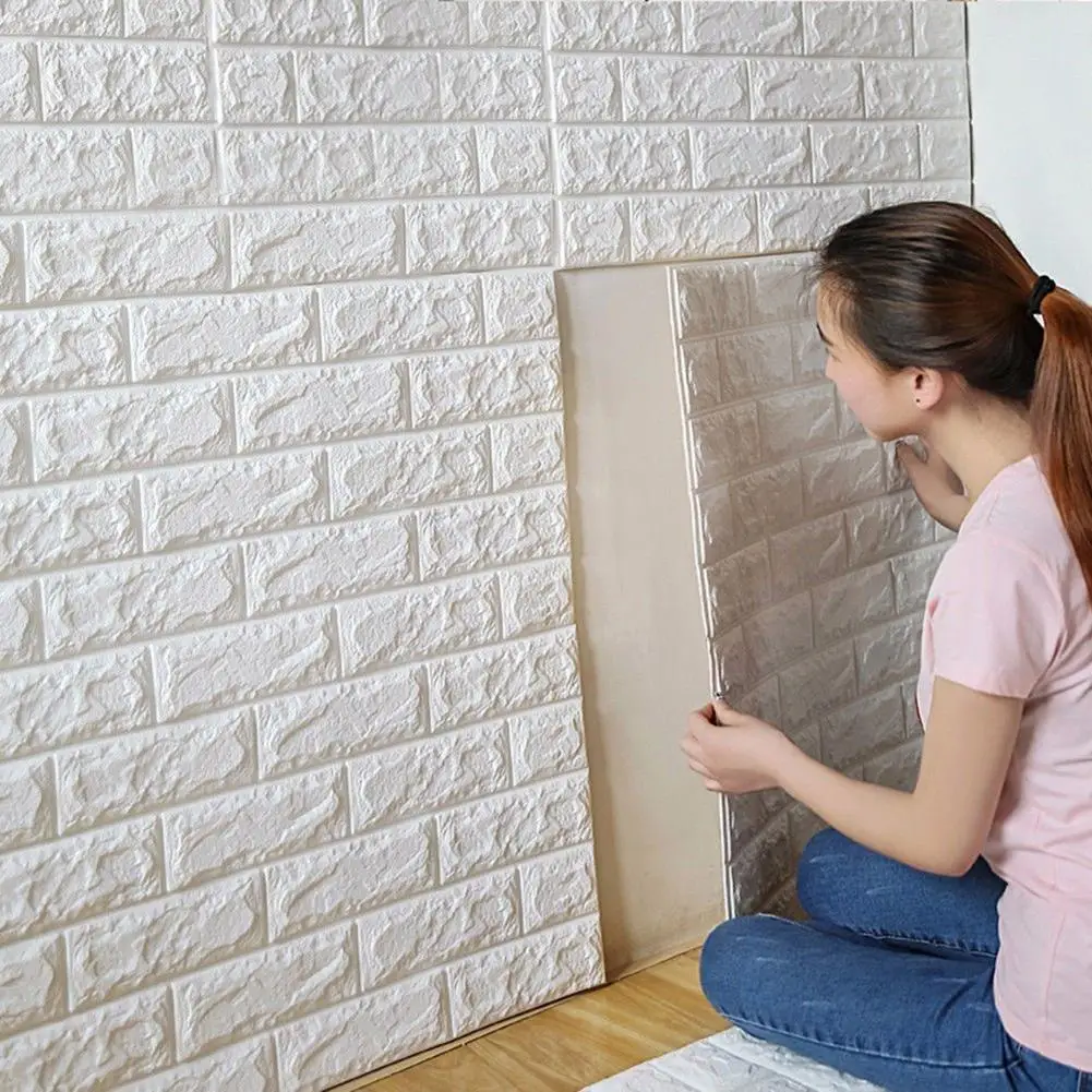 1 лист ПЭ Пена 3D DIY настенная наклейка Ретро тисненый кирпич украшение для дома 70