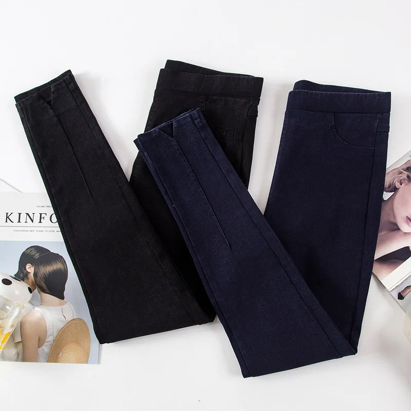 2019 Autumn High Waist Jeans Woman Skinny Stretch Slim Denim Pants Trousers for Women Pencil Pant Plus Size G3P9 |