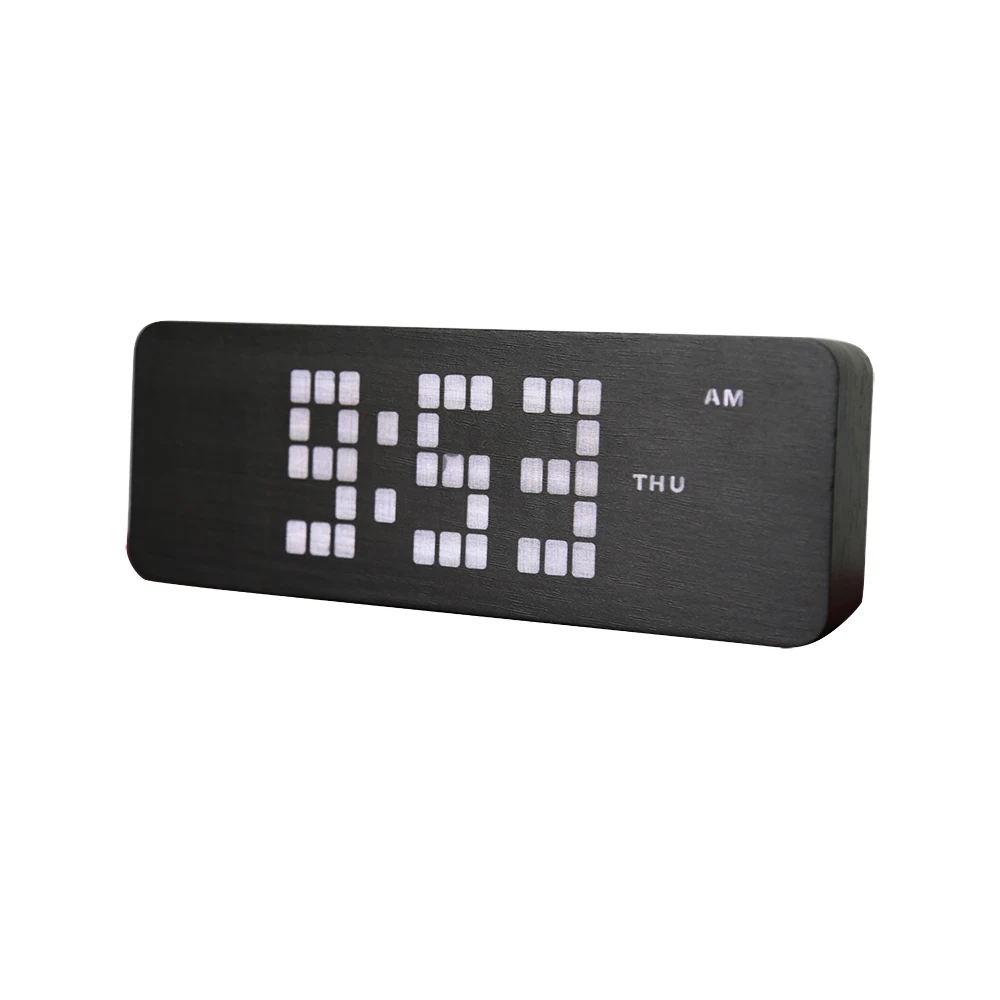 Wooden LED Digital Alarm Clocks Voice Control Function Temperature Display USB Charging For Home Decor | Дом и сад