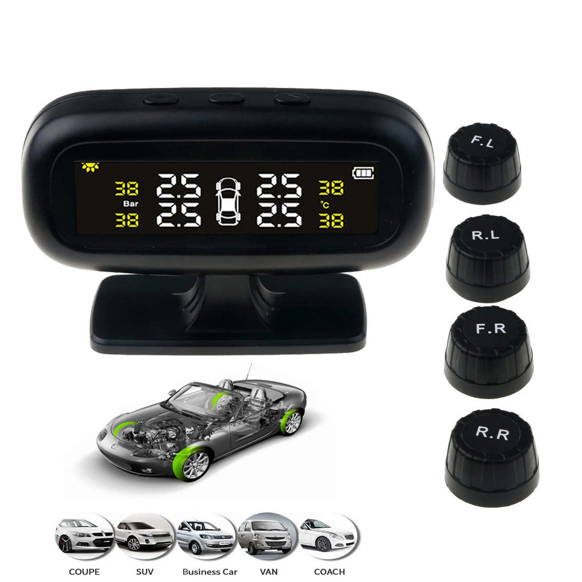 Солнечная система контроля давления в автомобильных шинах TPMS интеллектуальная