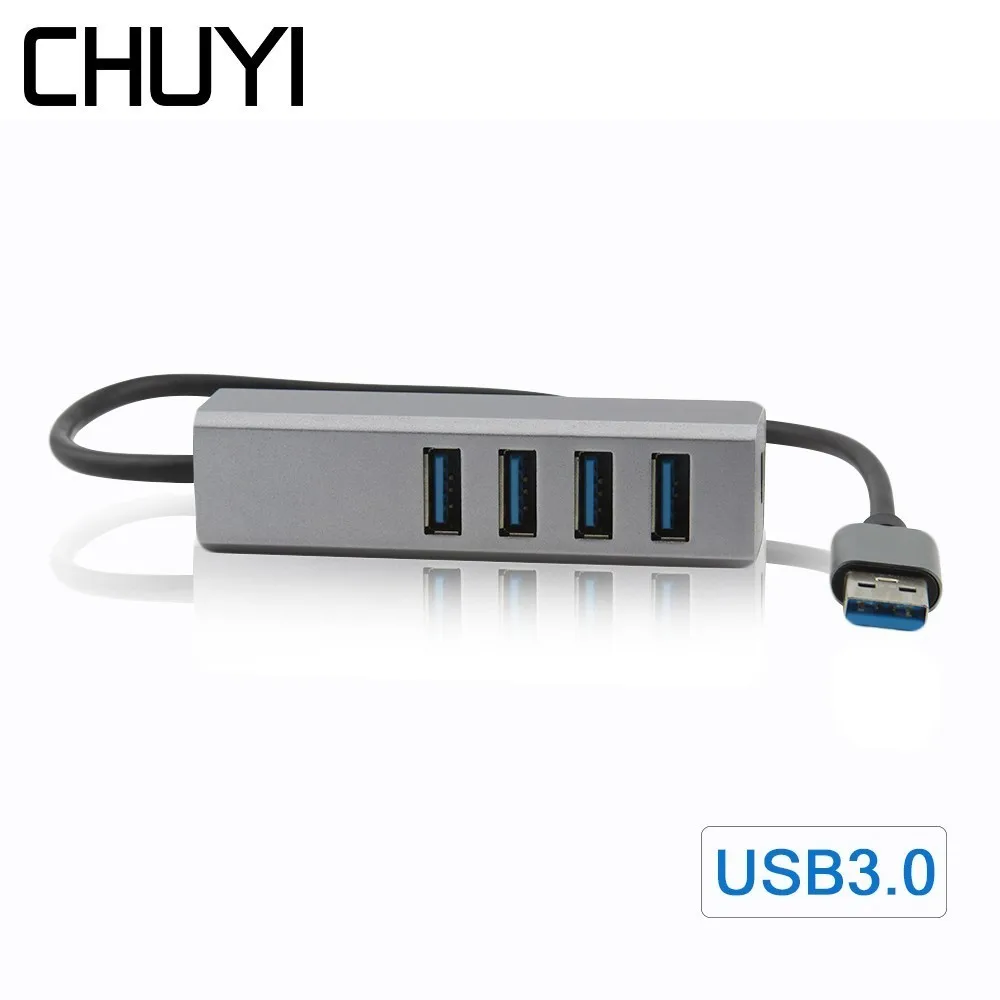 

CHUYI USB Hub 3.0 4-port USB3.0 High-speed Splitter Adapter With DC 5V / 2A Power Supply Port For Laptop PC Phone Note Tablet