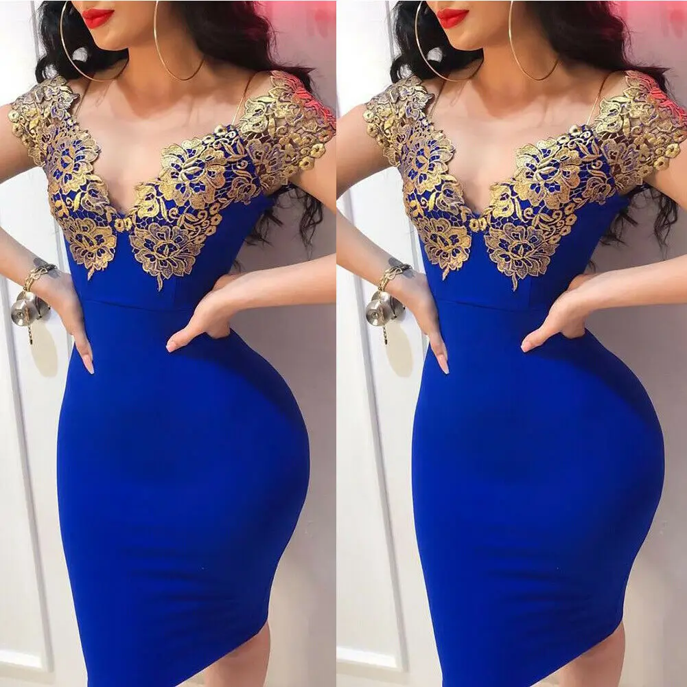 Ladies Women Dress Blue Summer Sexy Bandage Bodycon Sleeveless Evening Party Short Mini Dresses | Женская одежда