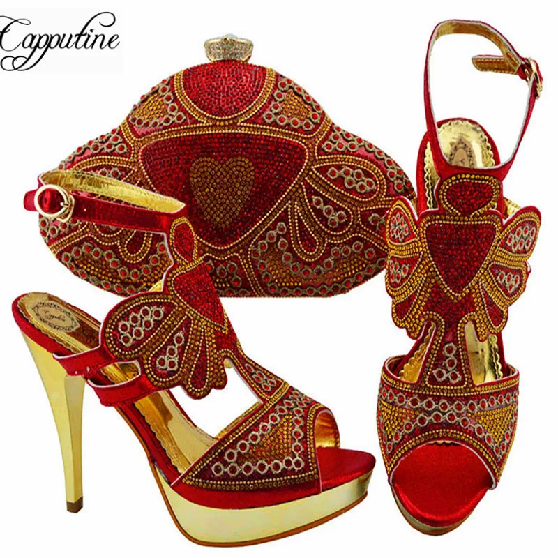 Capputine/комплект из женской обуви и сумочки в нигерийском стиле комплект на высоком