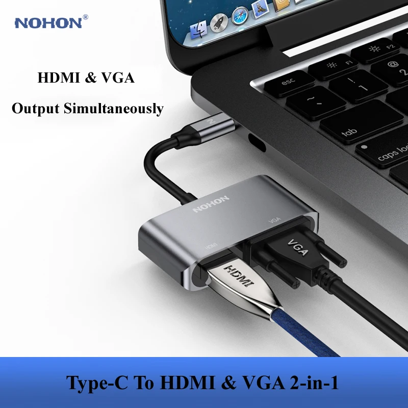 USB концентратор Nohon на HDMI VGA для MacBook Samsung Galaxy S9/Note 9 Huawei P20 Pro Mate 20 X Pro|Док-станции| |
