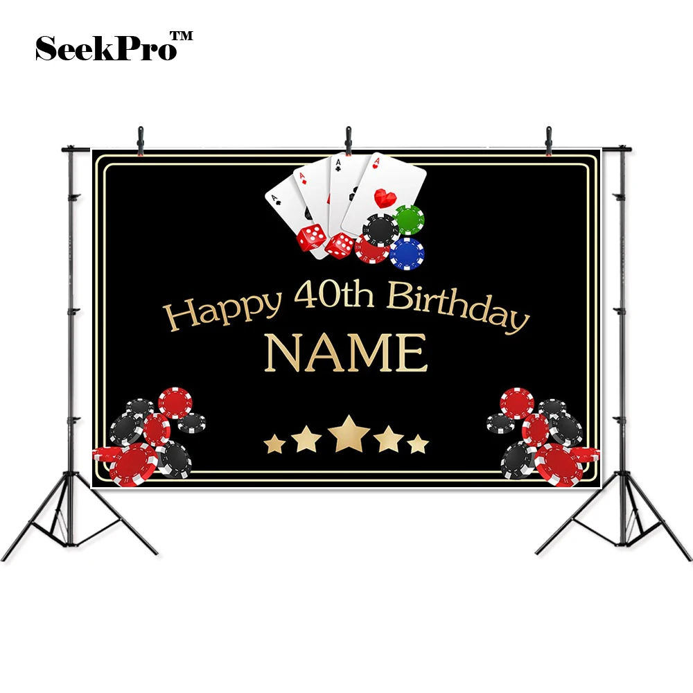 

Тонкий Виниловый фон для студийной фотосъемки с изображением празднования дня рождения карты чипа звезды игральных костей