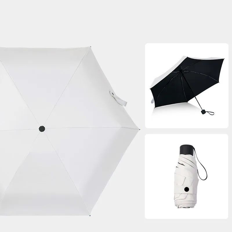 Concise Plain Colour Sunscreen Rays Black Rubber Sunshade Folding Umbrella Rain Women Parasol | Дом и сад