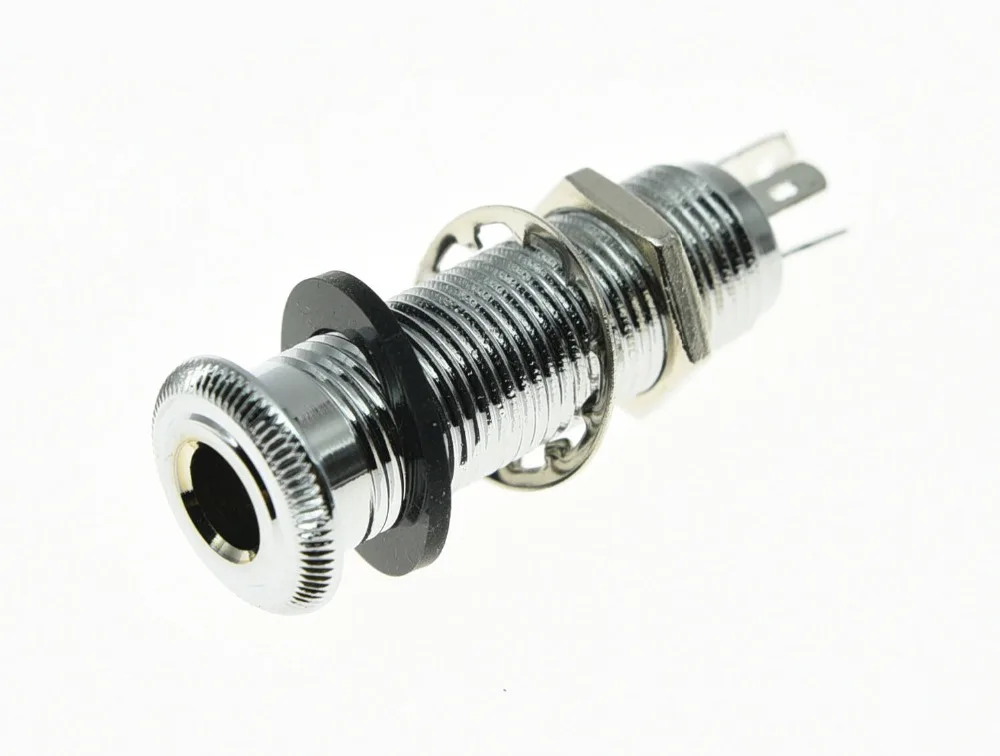 

KAISH Stereo Copper Guitar Bass Barrel Jack Cylinder Input/Output Jacks 4 Pins Chrome