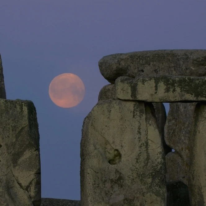 Stonehenge с урожай под луной Wiltshire Англия плакат печать (19x12)|Таблички и знаки| |