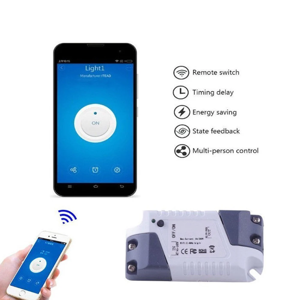 Smart Switch Wifi Remote Light Universal Module Relay Wireless Voice Control and Timer Work with Amazon Alexa | Дом и сад