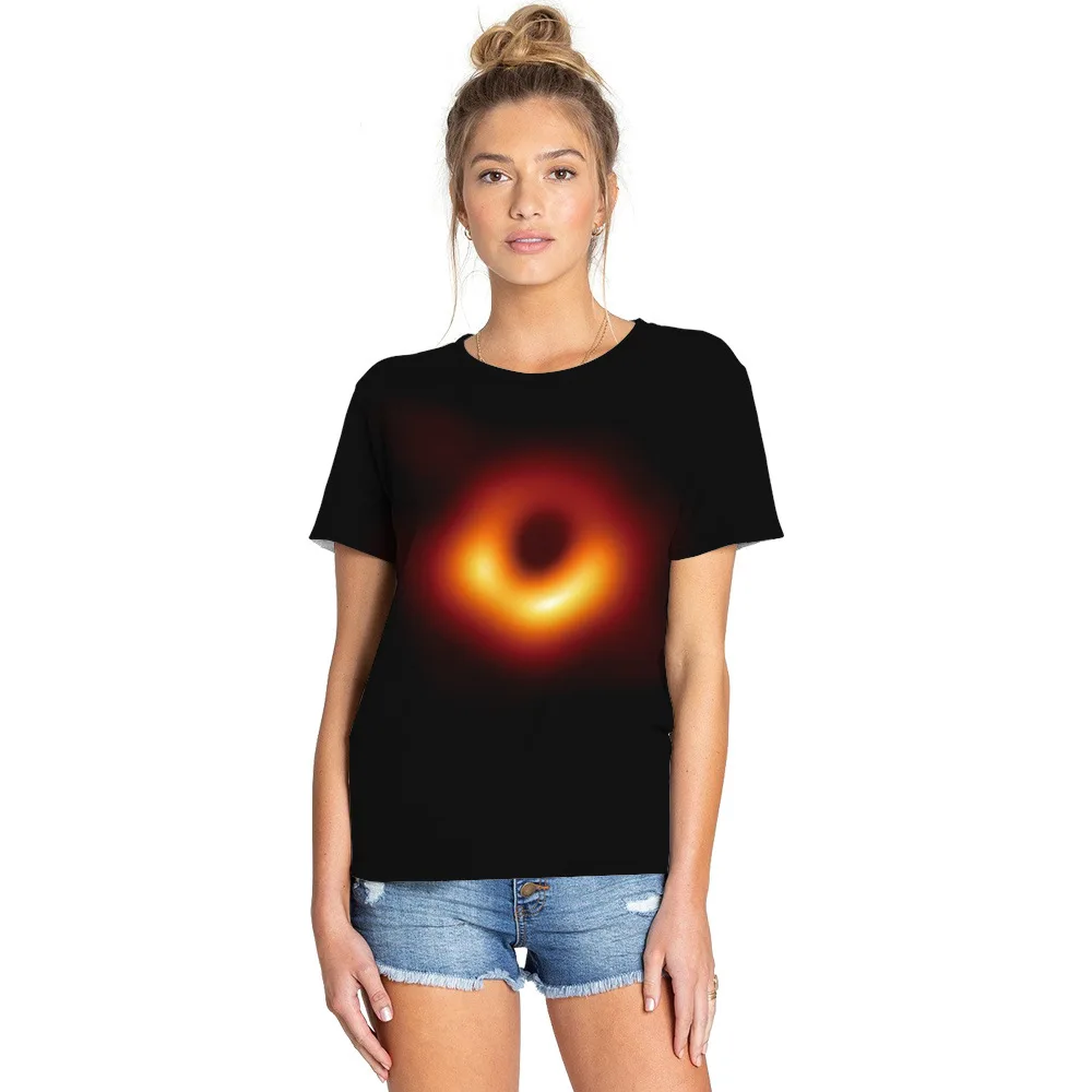 Черная футболка с дырками Einstein Physical периферийные женские футболки|Футболки| |