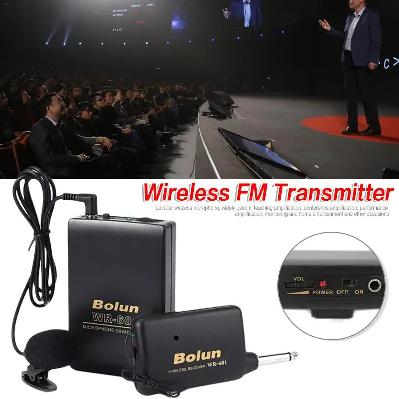 WR601 Wireless Microphone MIC Conference Teaching Speech FM Transmitter Collar Clip Type Speakers | Электроника
