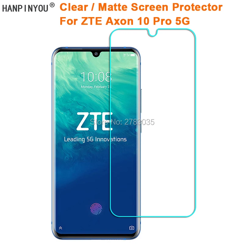 Защитная пленка для ZTE Axon 10 Pro прозрачное глянцевое/антибликовое матовое стекло 6