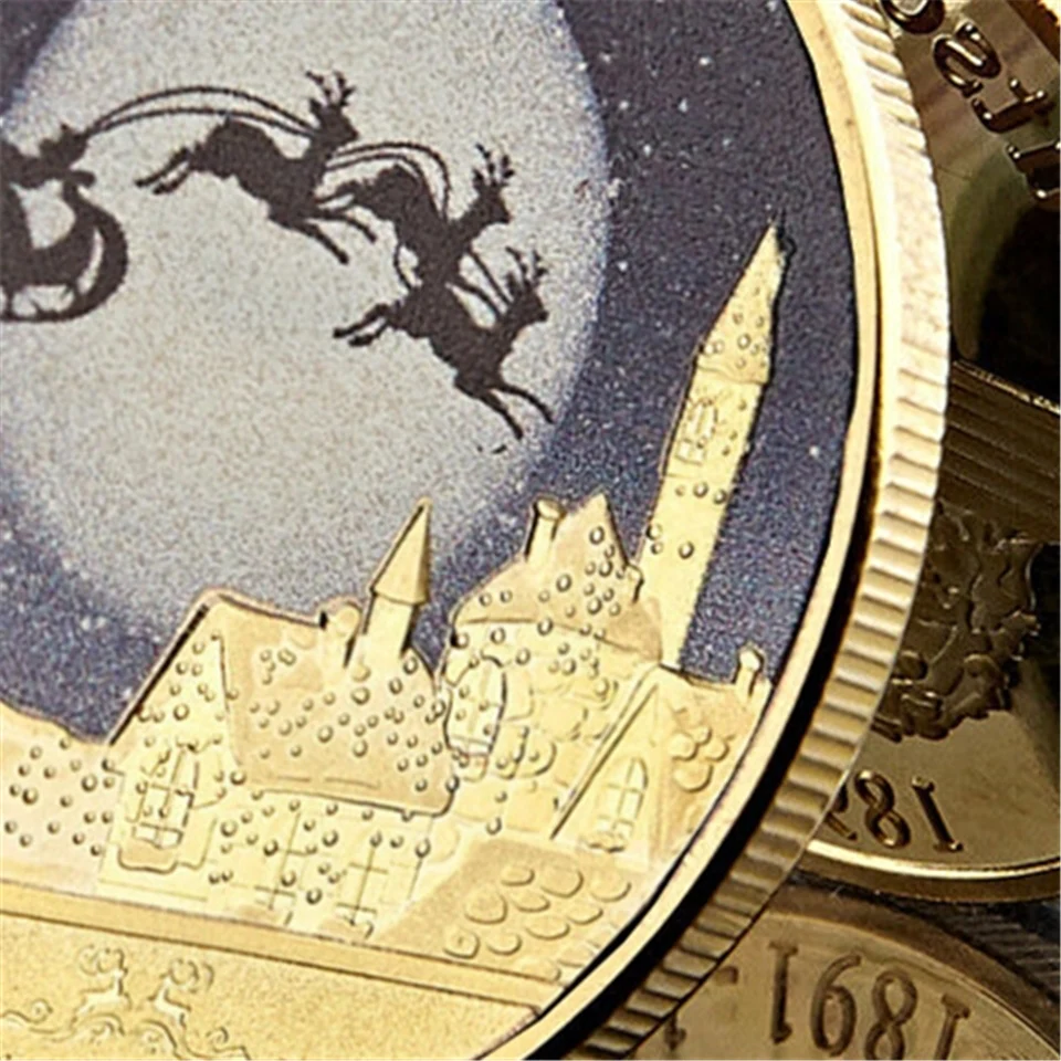 2017 Счастливого Рождества Санта Клаус Олень позолоченная копия монеты