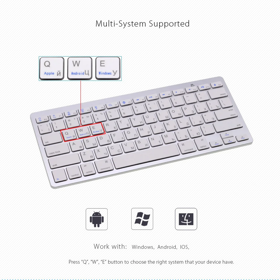 Русская английская мини Bluetooth клавиатура для iPad Pro/Surface Pro/Планшеты беспроводная