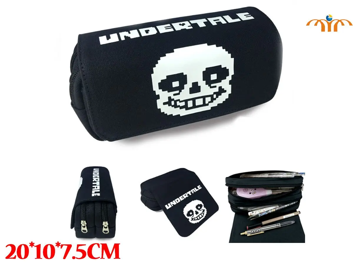 Футляр карандаш Undertale Sans с двойной застежкой молнией прочные пеналы для макияжа