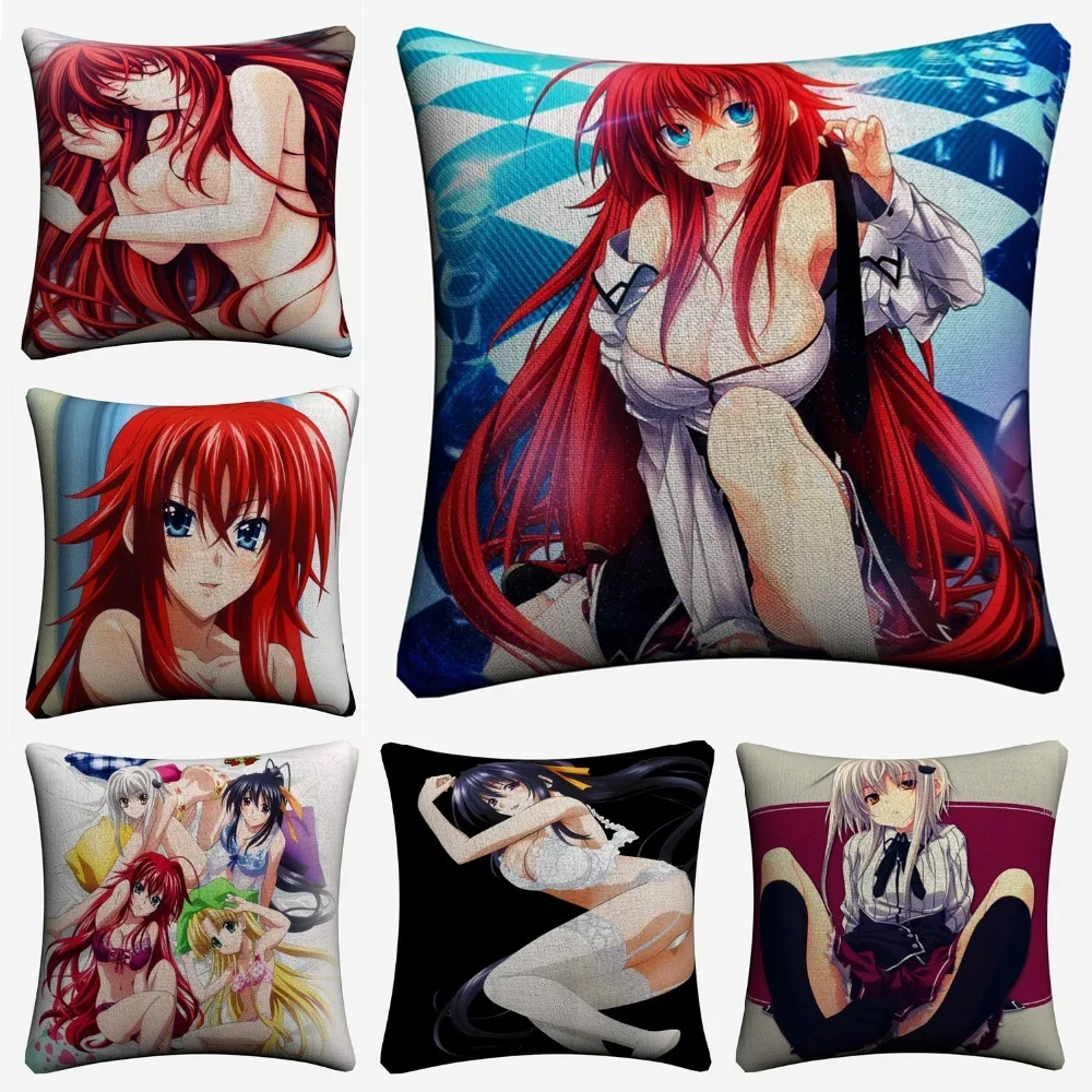 Школьная DXD Сексуальная Rias хлопковая декоративная подушка лен Чехол 45x45 см для