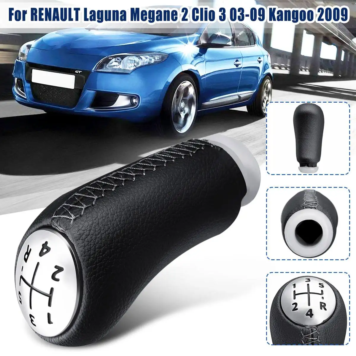 5 Скорость Шестерни ручка из искусственной кожи головы палка для Renault Laguna Megane 2 Рено Клио 3 2003 2004 2005 2006 2007 2008 2009 Scenic2 Kangoo
