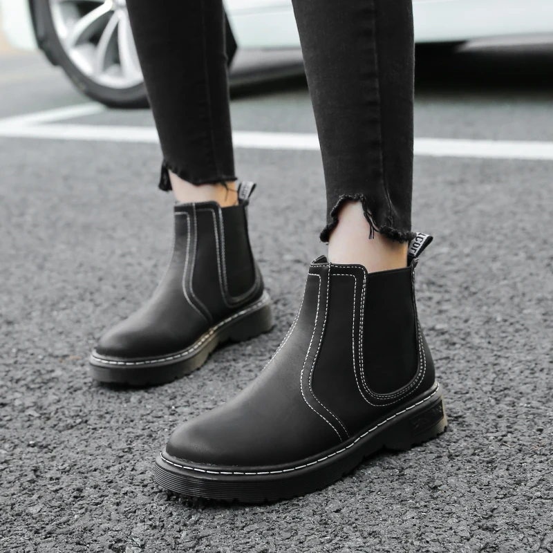 

Ankle Boots Fashion Slip On Women Boots Winter Shoes Martin Boots Plus Size Thick Heel British Platform Free Shipping
