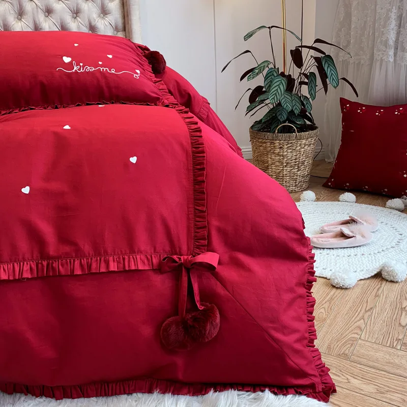 Бесплатная доставка набор свадебного постельного белья 4 шт 100% Чистый хлопок