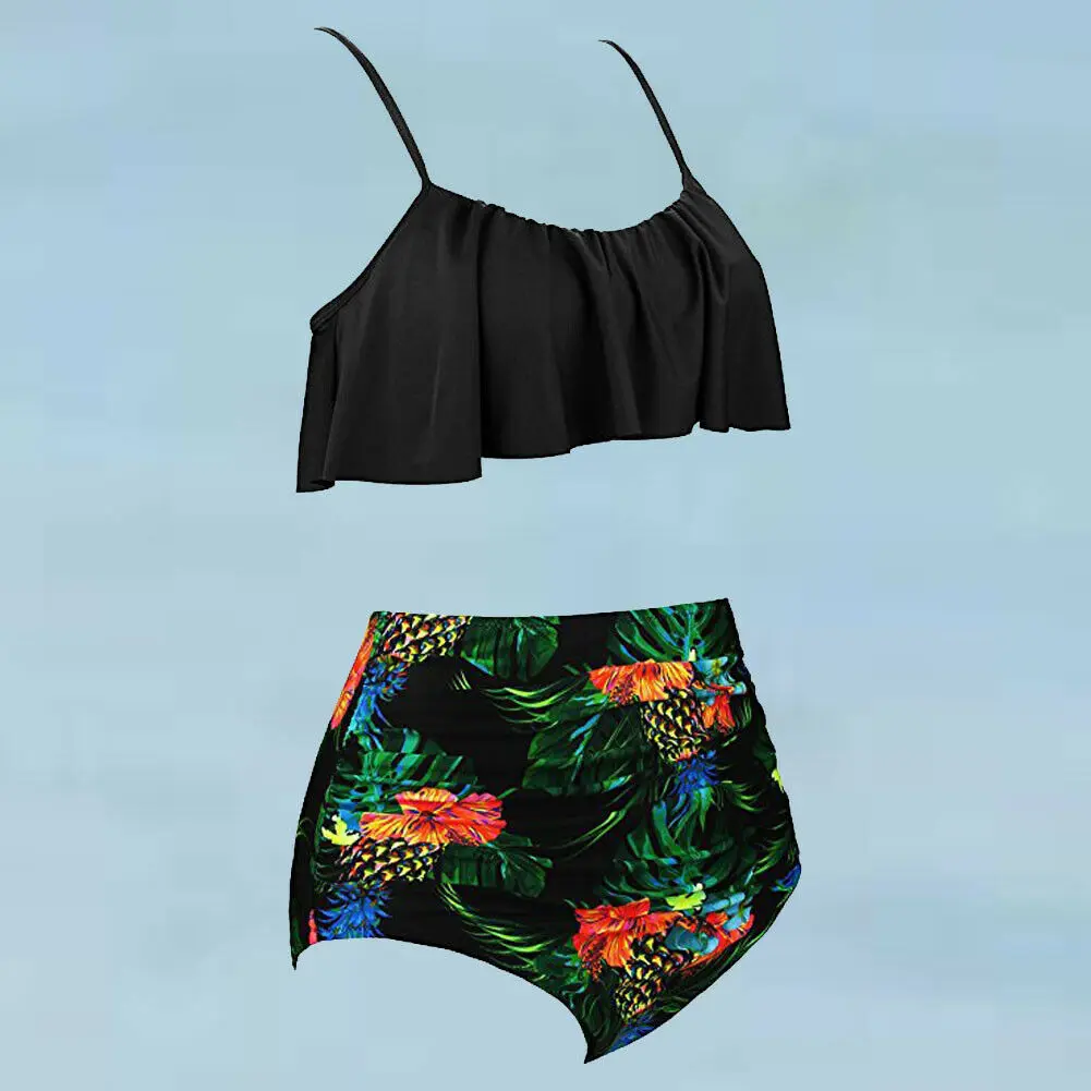 Сексуальный женский комплект бикини с геометрическим принтом и оборками пуш-ап