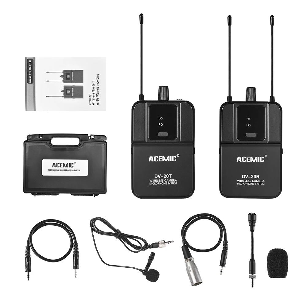 ACEMIC DV 20 UHF истинное Разнообразие беспроводной микрофон Lavalier с передатчиком и