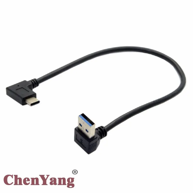 

CY Chenyang 90 Degree Up Angled A type Male to Reversible USB 3.0 3.1 Type C Male Connector Data Cable for Laptop & Tablet