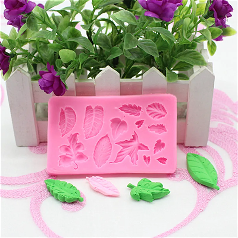 DIY 3D листья шоколад форма для конфет глина плесень Дерево листьев Пресс силикон