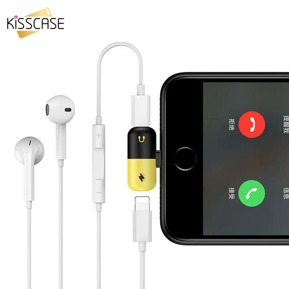 KISSCASE 2 в 1 два порта адаптер для наушников iPhone 7 8 Plus X XS Max XR зарядное устройство