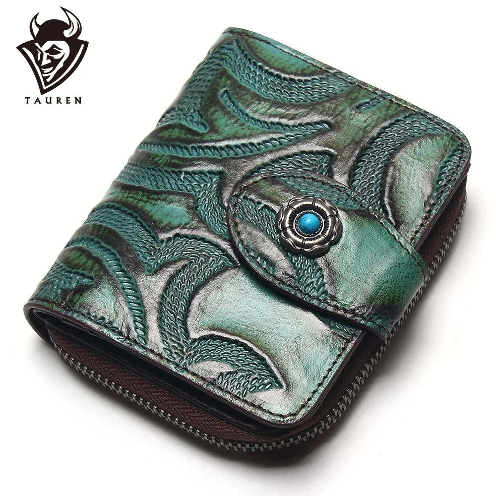 Женский кошелек на молнии из натуральной кожи в стиле ретро Tauren Accordion|wallet women|pattern