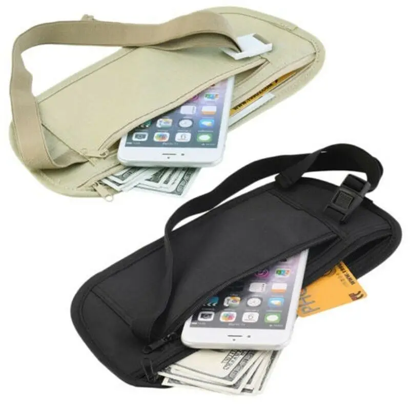 

2019 New Unisex Travel Waist Pouch for Passport Money Hot Belt Bag Hidden Security Wallet Black Waist