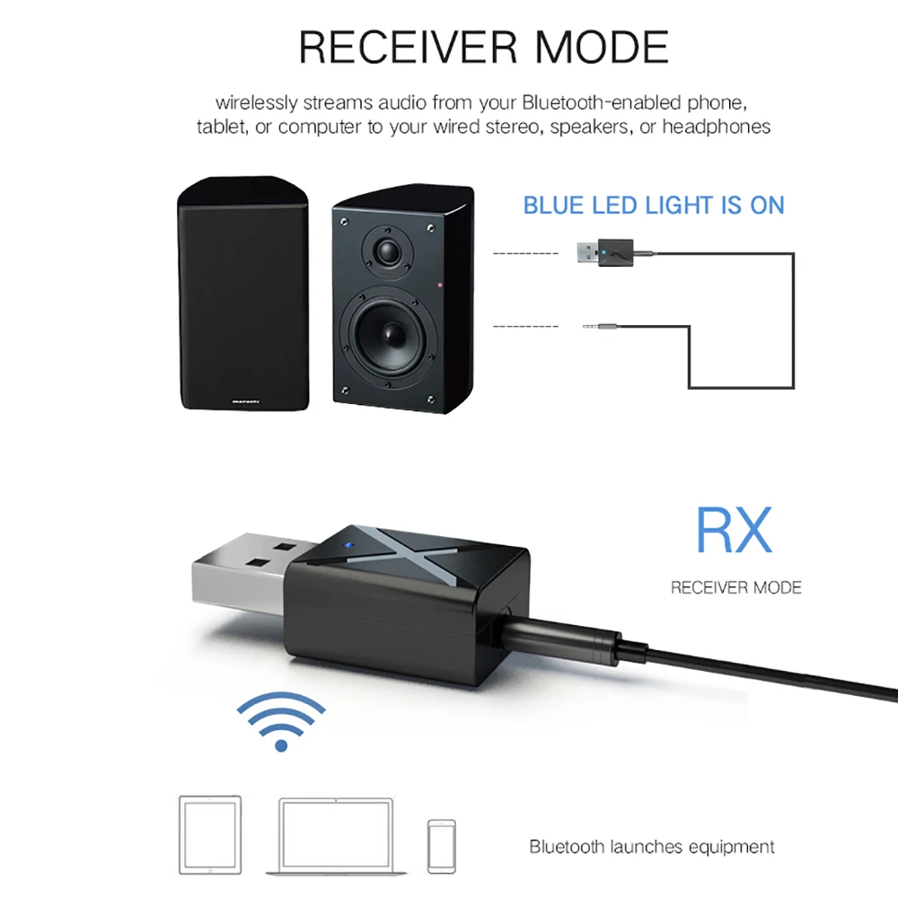 Аудиоприемник kebidu Bluetooth 5 0 3 мм стерео Bluetooth-передатчик для ТВ ПК беспроводной