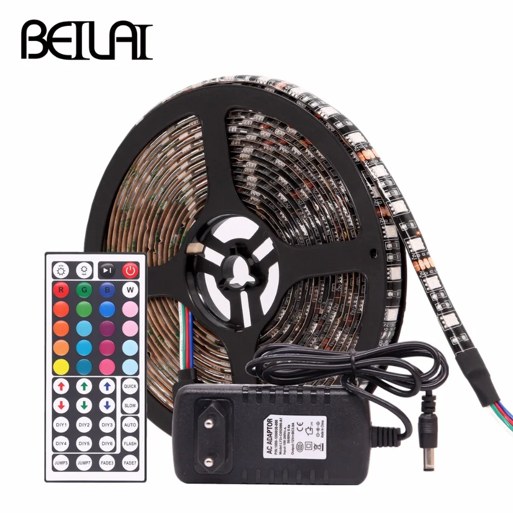 Водонепроницаемая светодиодная лента RGB 5050 черная печатная плата 12 В постоянного