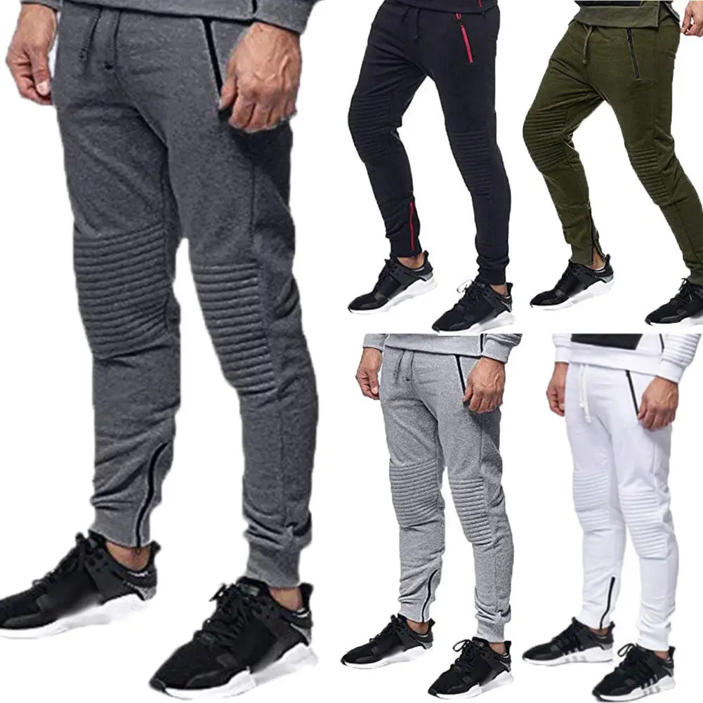 Мужской облегающий спортивный костюм повседневные обтягивающие Брюки с