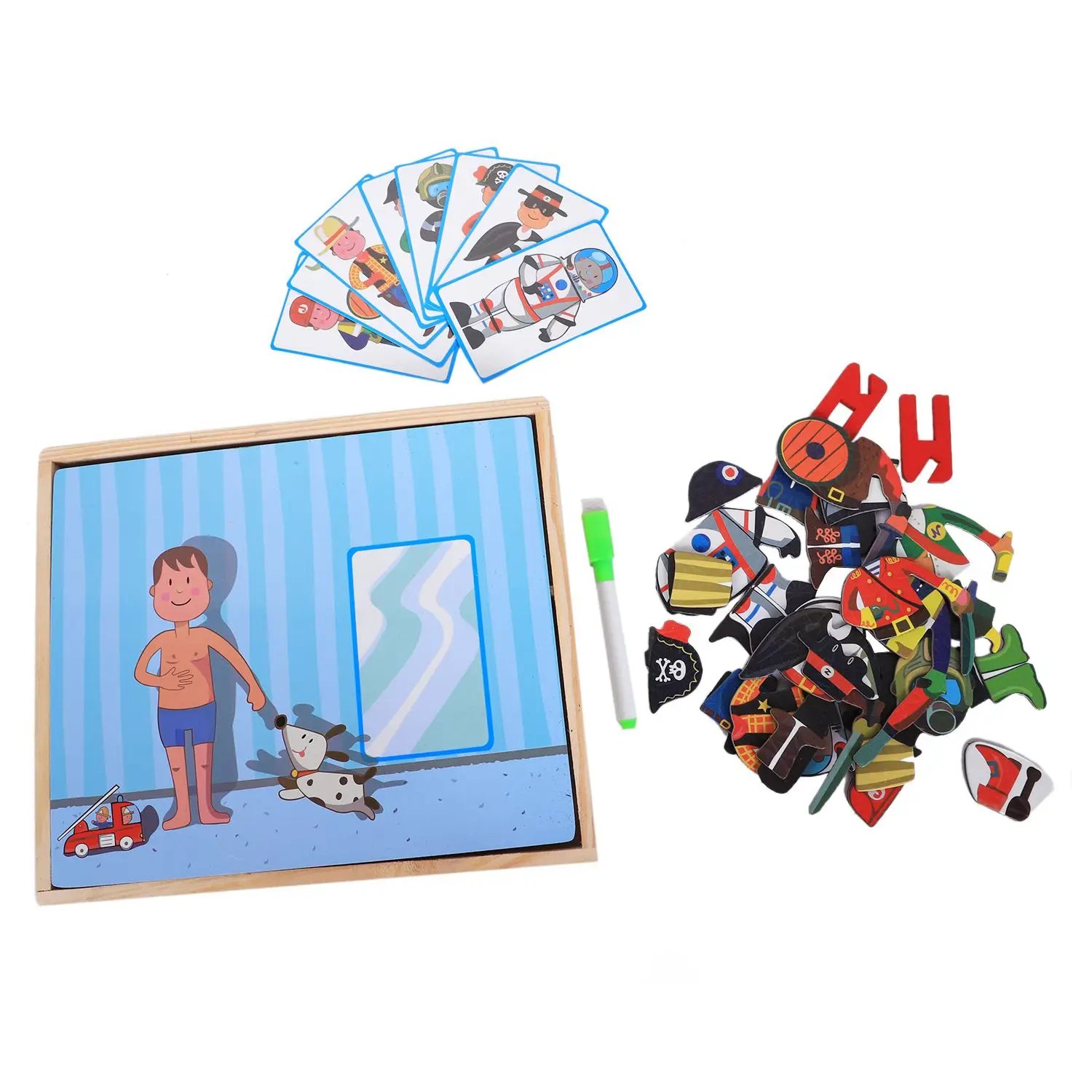FBIL-MWZ magnetic fun jigsaw children wooden puzzle board box pieces games cartoon educational drawing baby toys for girls boy | Игрушки и