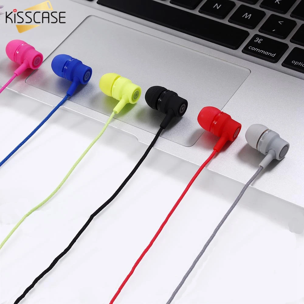 KISSCASE карамельный цвет 3 5 мм проводные наушники с микрофоном в ухо гарнитура Hifi