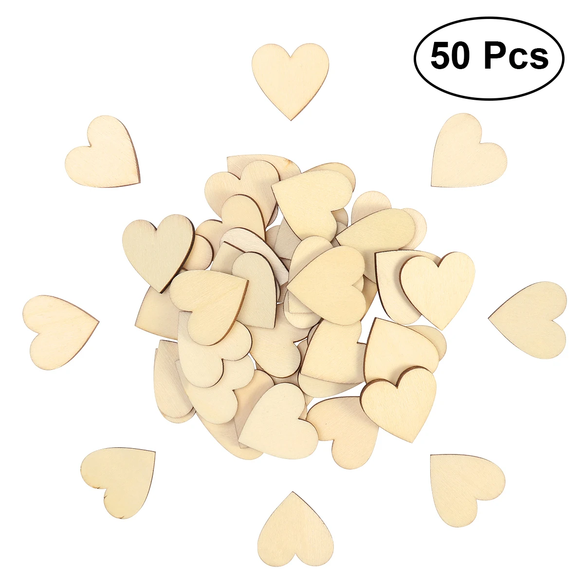 50pcs 30mm Blank Heart Wood Slices Discs For DIY Crafts Embellishments | Дом и сад