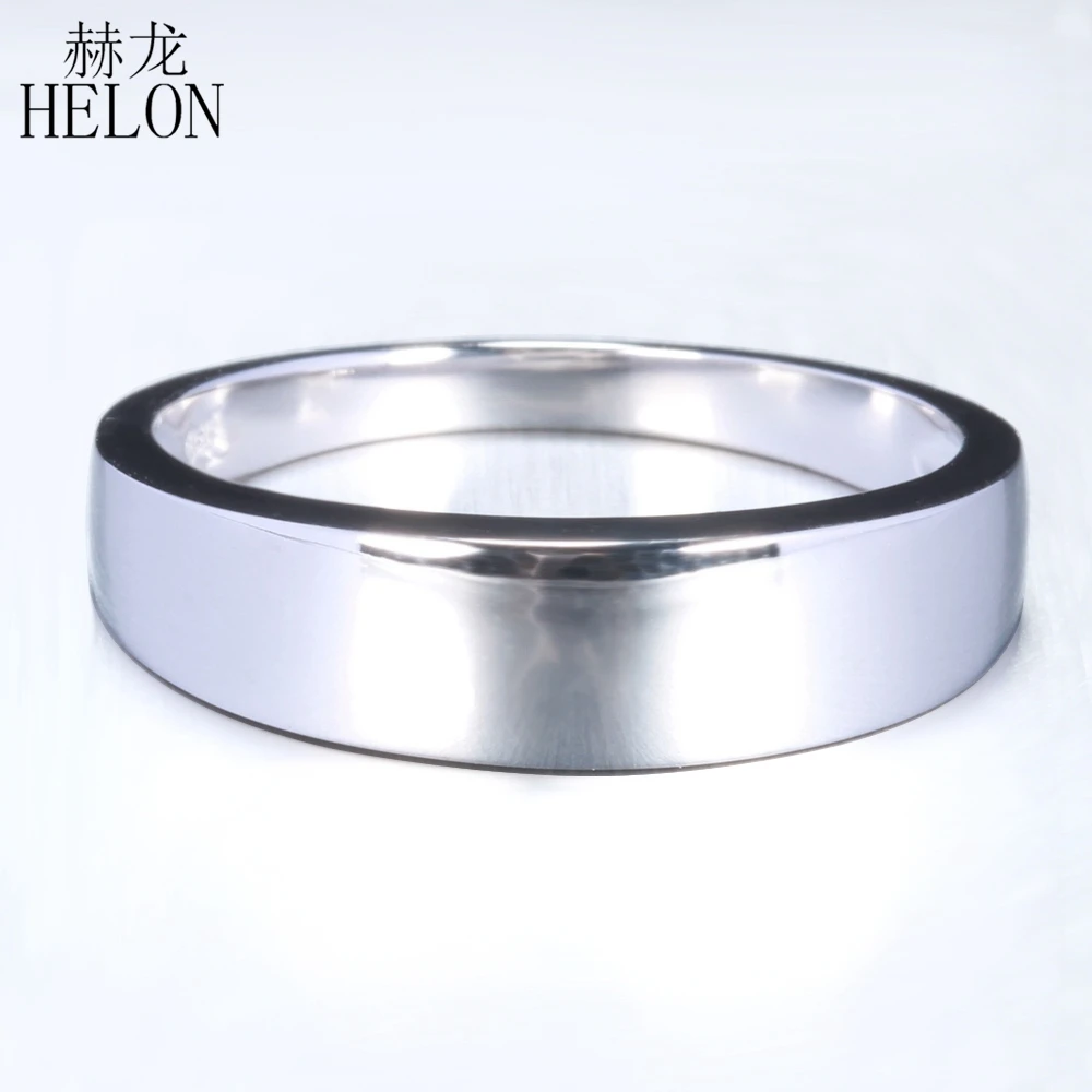 HELON Solid 10K White Gold simple elegant Trendy Fine Jewelry Engagement Wedding Anniversary Ring Band Men's Style | Украшения и